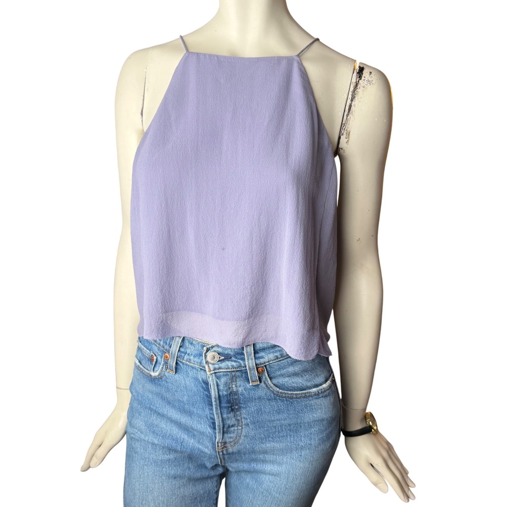 Wilfred 100% Silk Camisole Top Square Neck Spaghetti Strap Lavender Purple Sz M